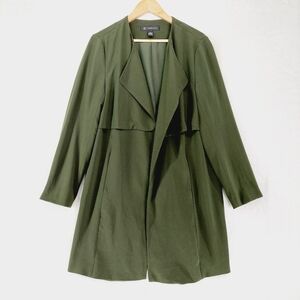 INC International Concepts Green Polyester Open Front Trench Coat 2399